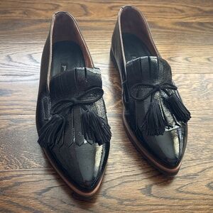 Paul Green Diana Kiltie UK 5.5 (US 8) black patent leather fringe loafers